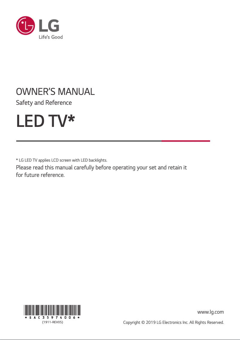First page image of the manual for 75UT640S