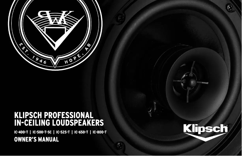 Page 1 of the manual User Manual Klipsch IC-800-T