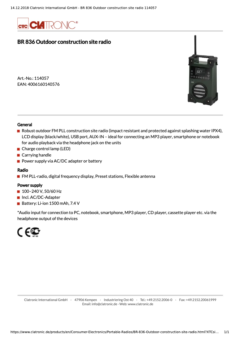 Image de la première page du manuel de l'appareil BR 836