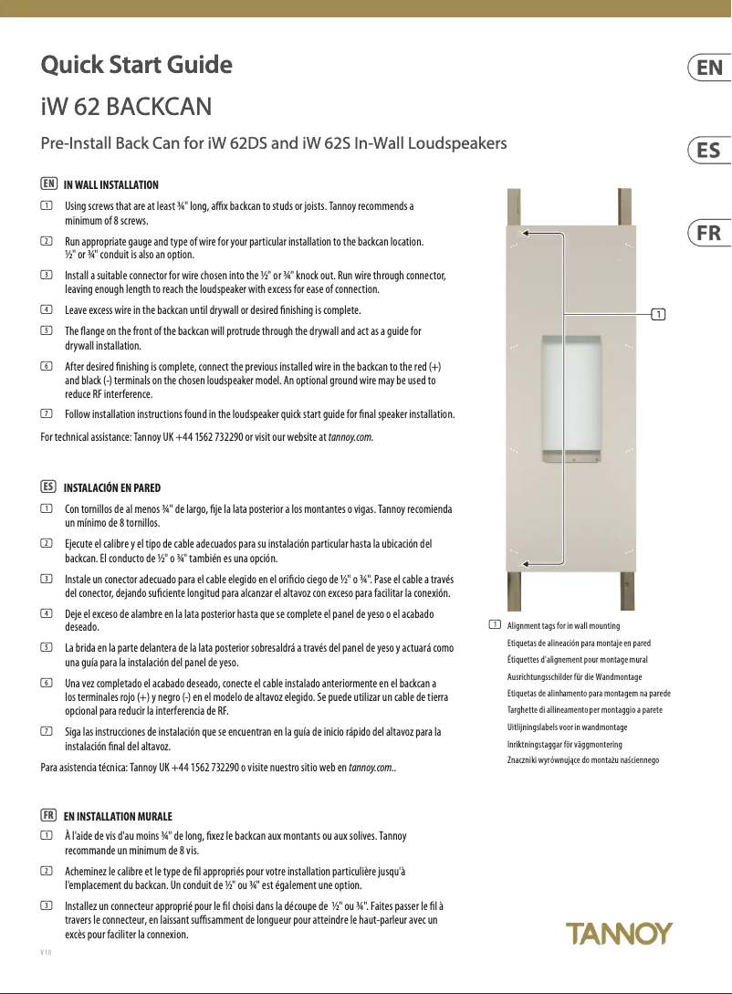 First page image of the manual for iW 62 BACKCAN