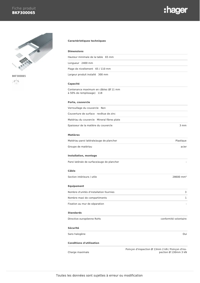 First page image of the manual for BKF300065
