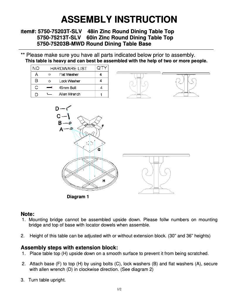 First page image of the manual for 5750-75213T-SLV