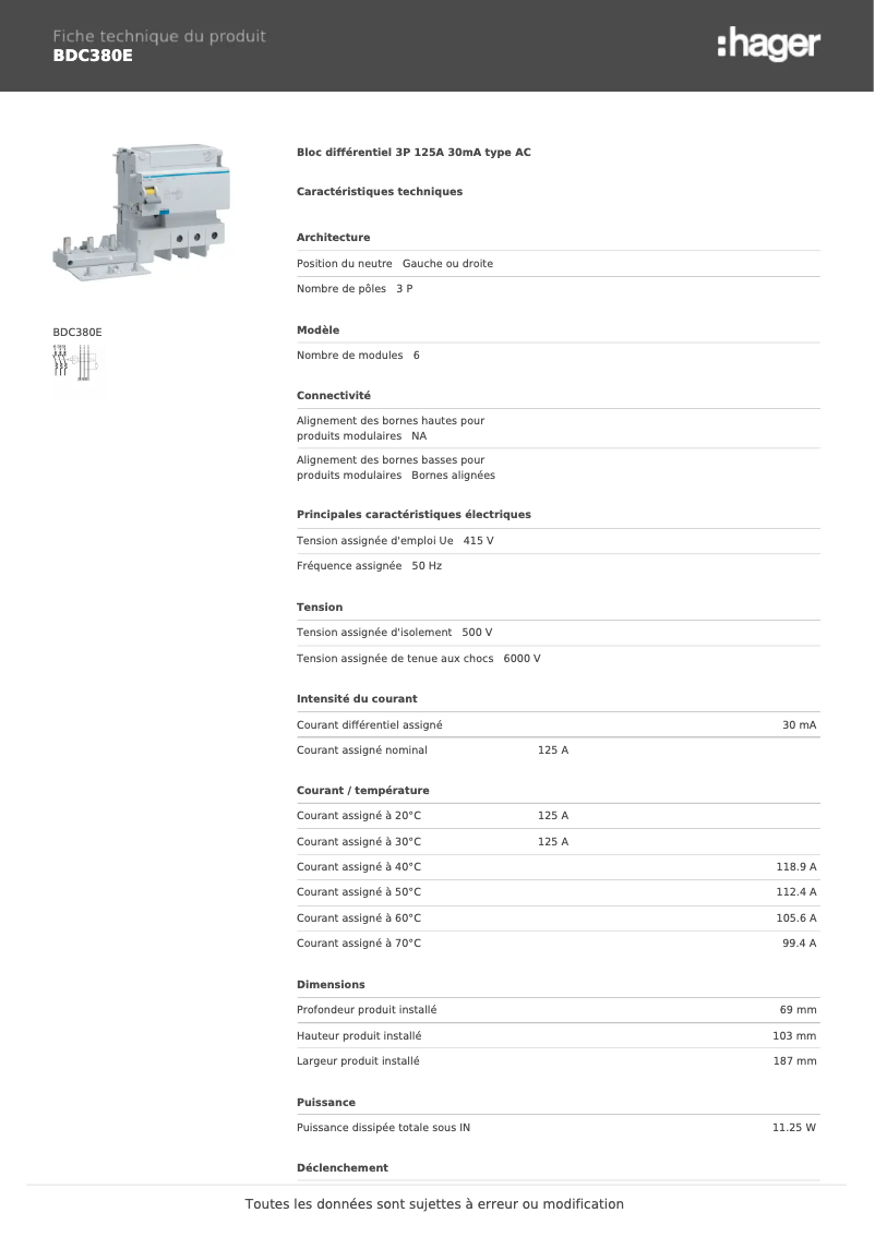 First page image of the manual for BDC380E