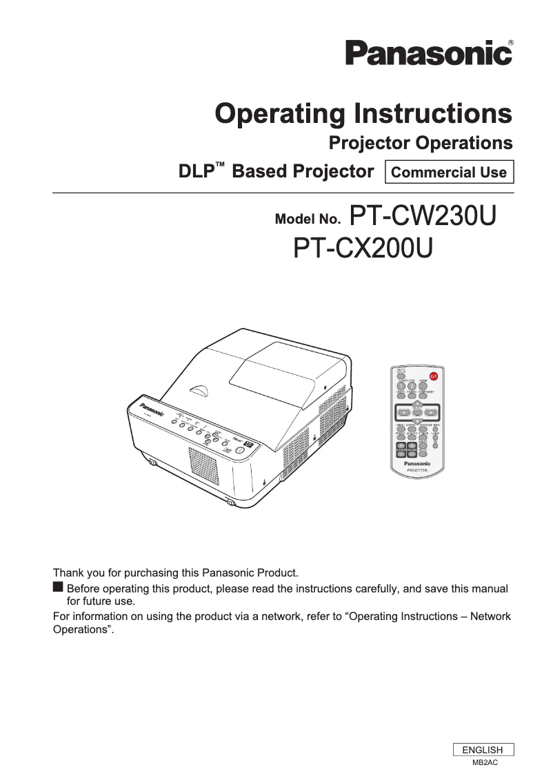 First page image of the manual for PT-CW230U