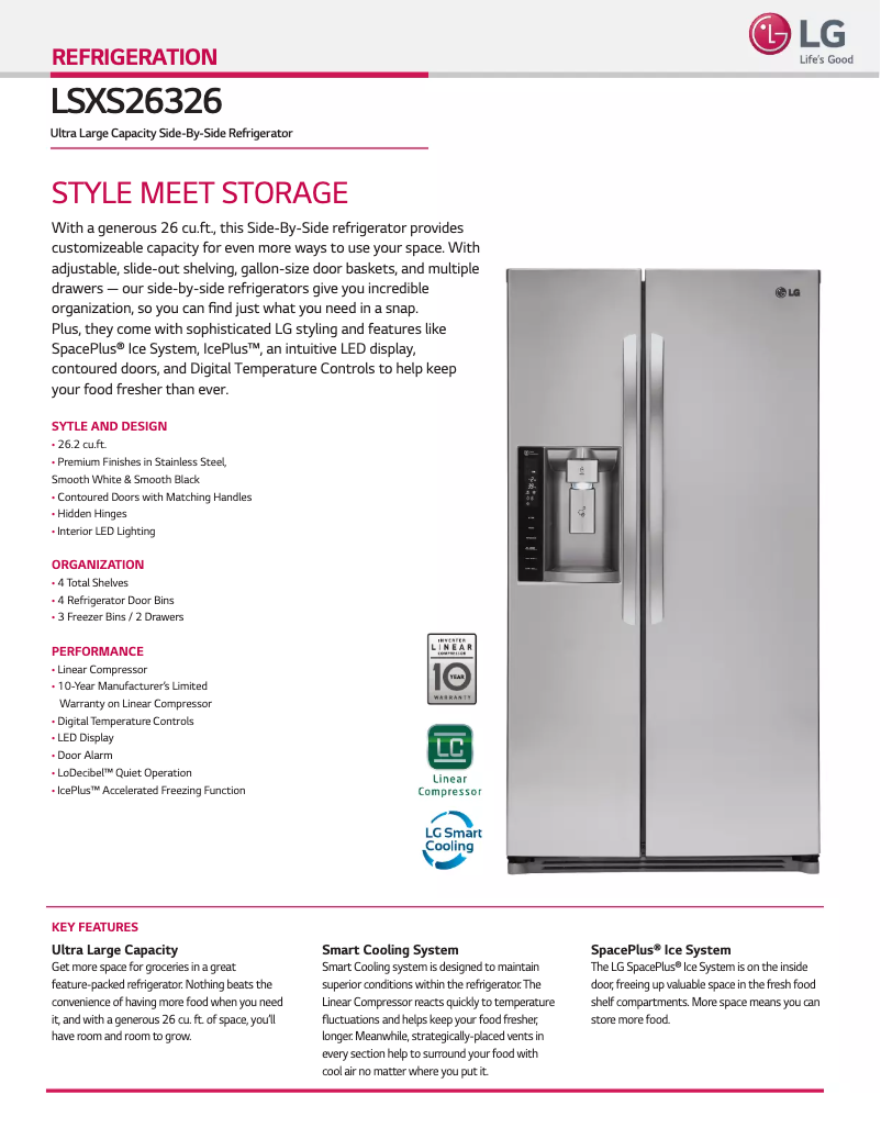 First page image of the manual for LSXS26326