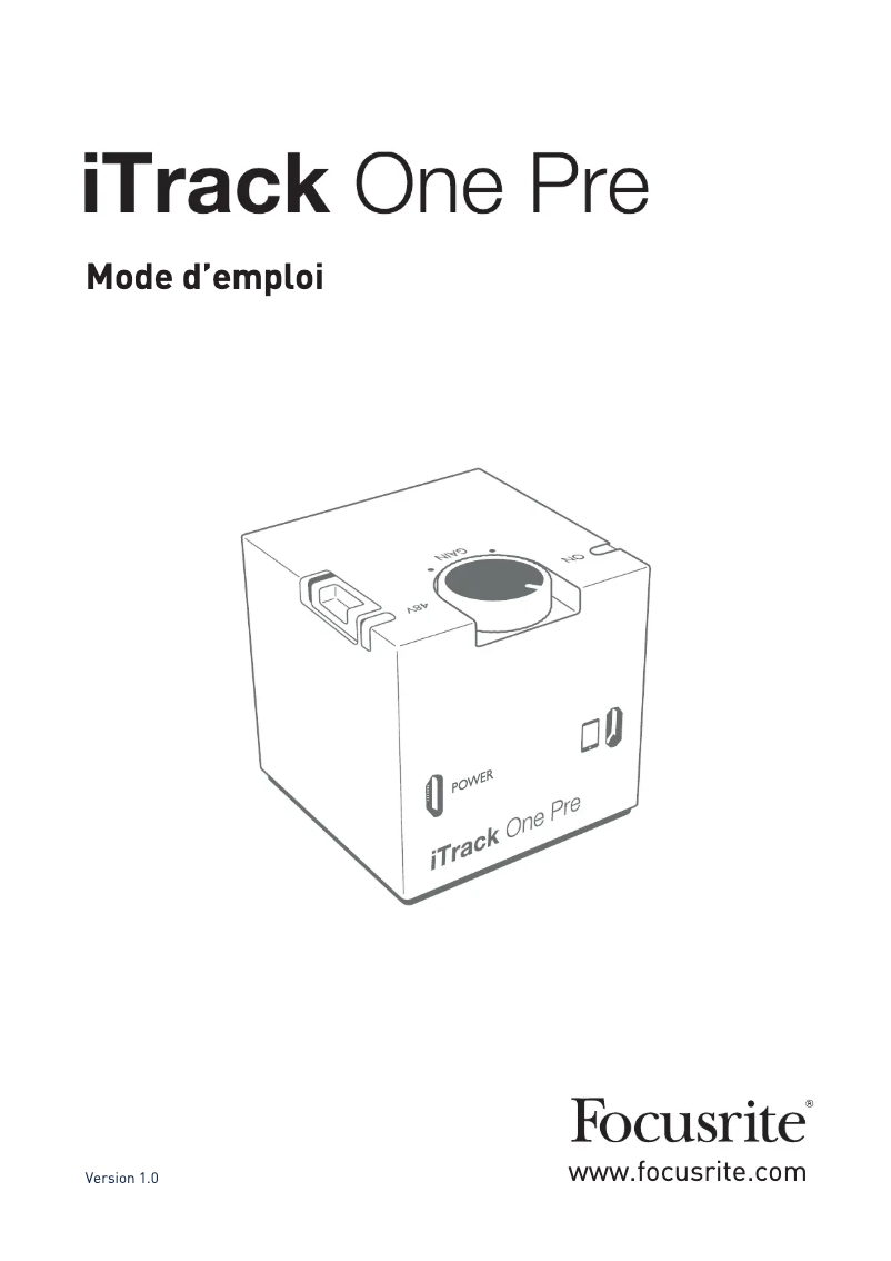 Page 1 of the manual User Manual Focusrite iTrack One Pre