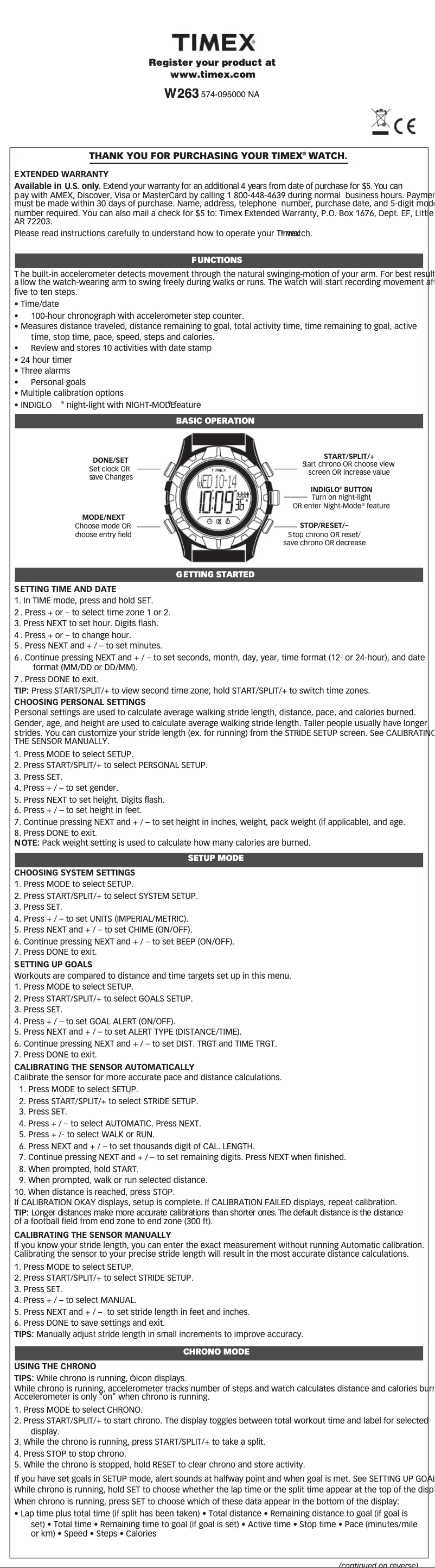 Page 1 of the manual User Manual Timex Expedition Trail Mate T49845