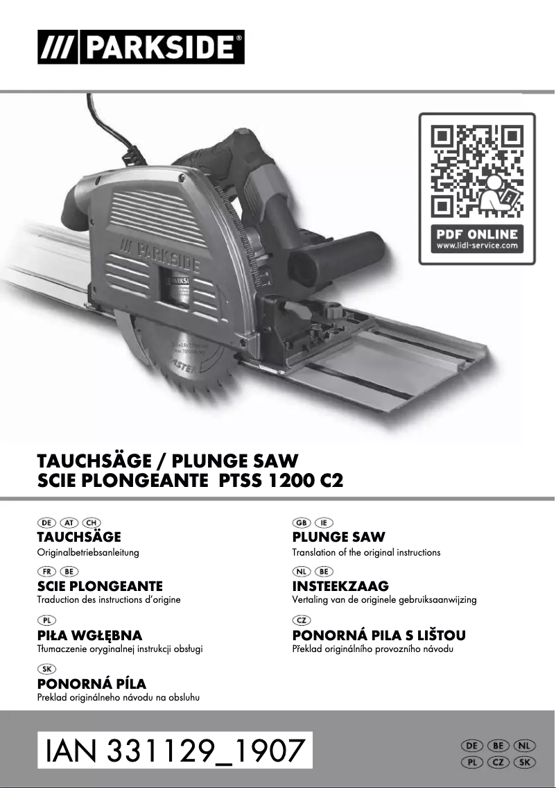 Page 1 de la notice Manuel utilisateur Parkside PTSS 1200 C2