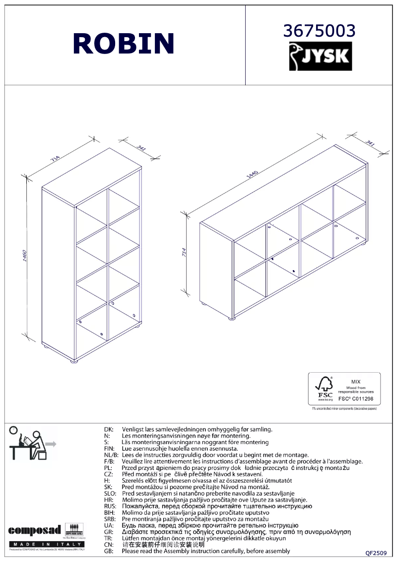 First page image of the manual for Robin (72x146x34)