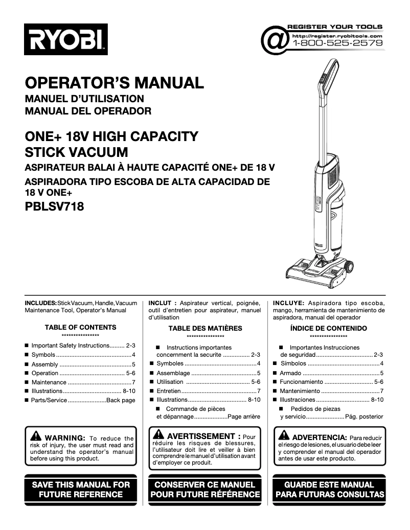 First page image of the manual for One+ PBLSV718