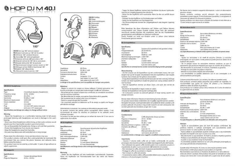 Image de la première page du manuel de l'appareil HDP DJ M 40.1