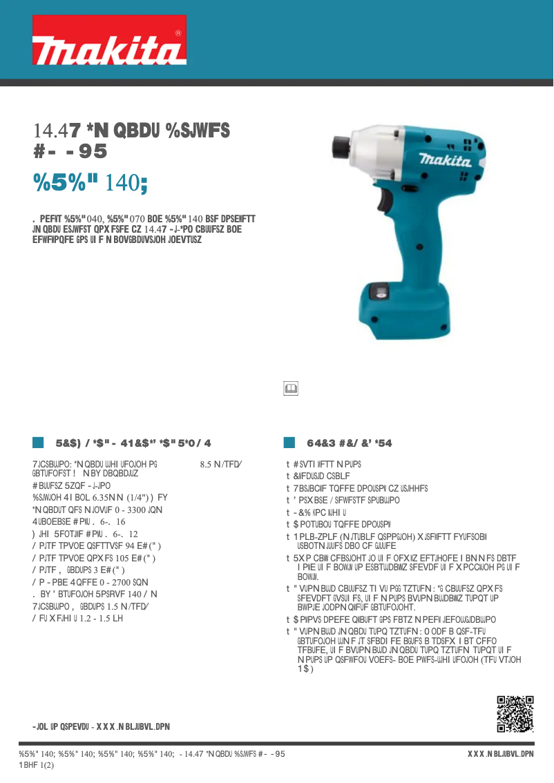 First page image of the manual for DTDA140Z