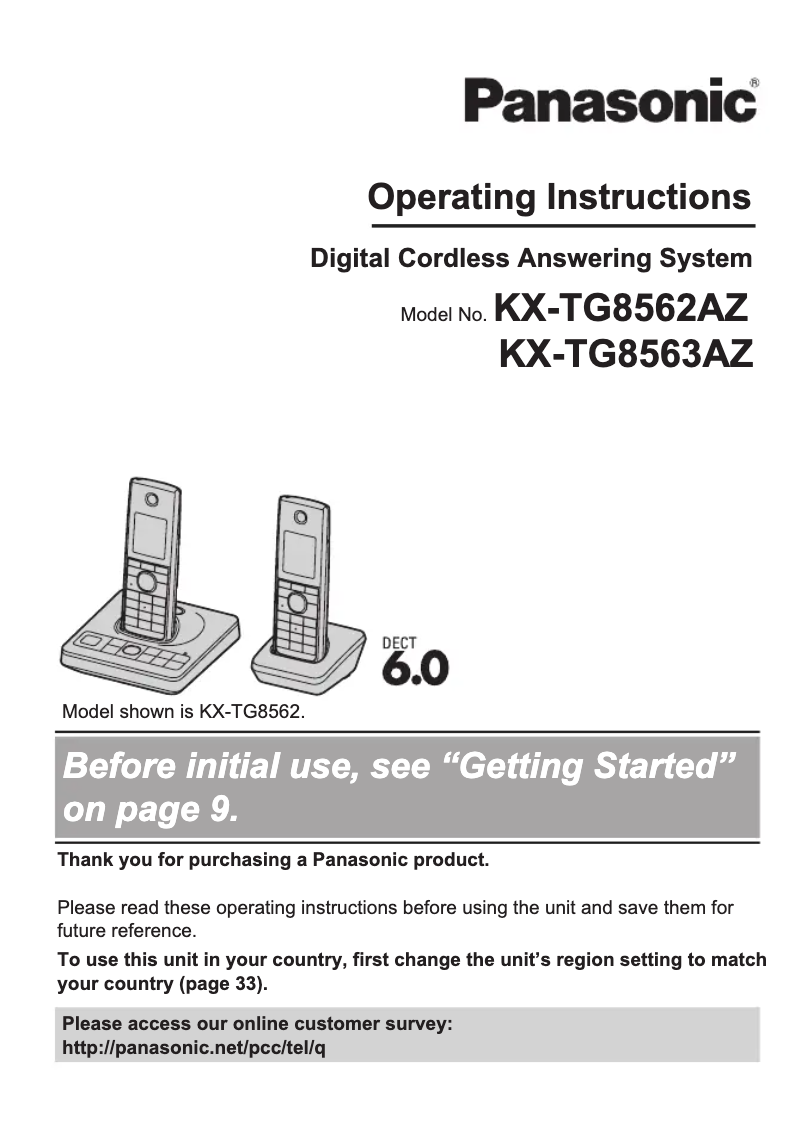 First page image of the manual for KX-TG8563