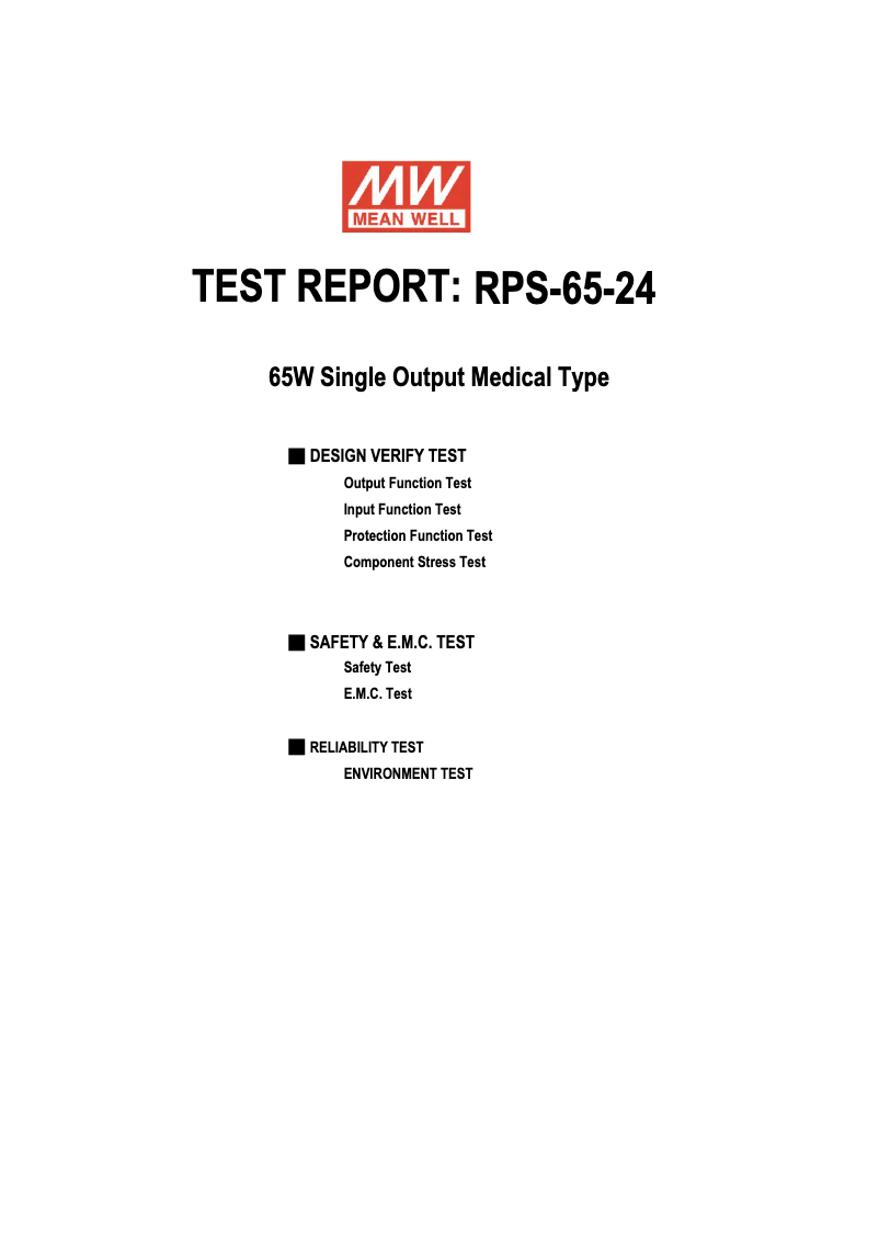 Page 1 of the manual Technical Sheet Mean Well RPS-65-24
