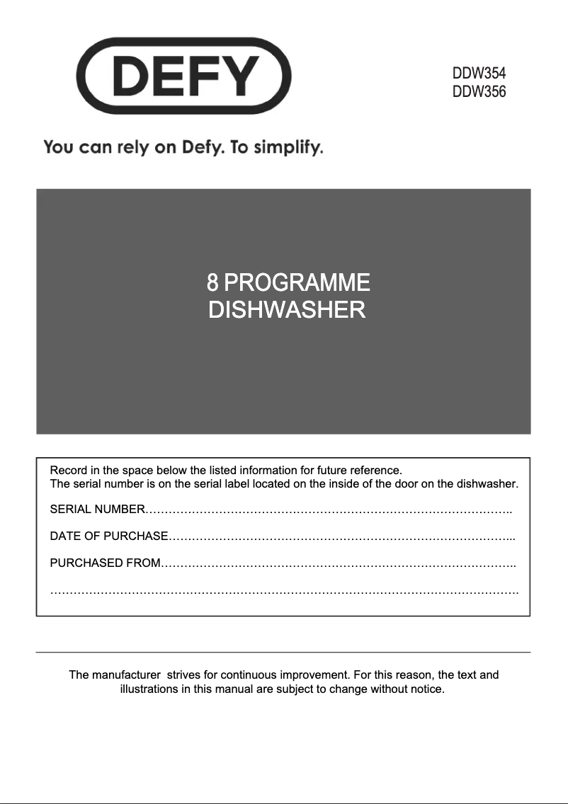 First page image of the manual for DDW230