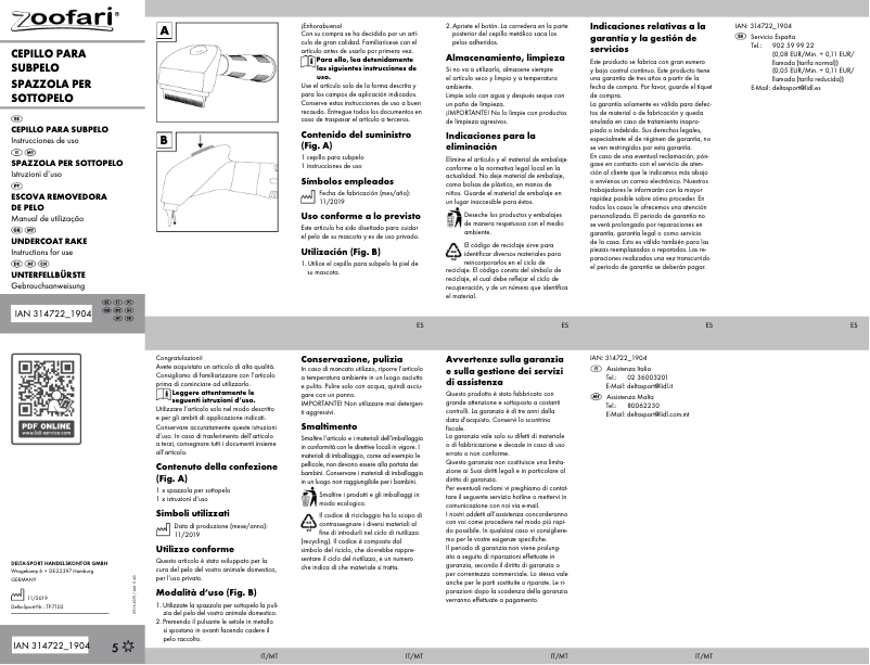First page image of the manual for IAN 314722