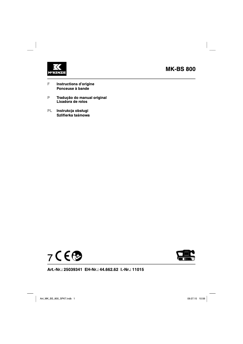 First page image of the manual for MK-BS 800