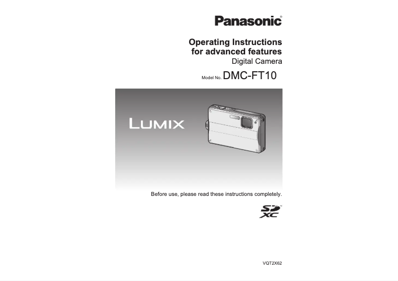 Page 1 of the manual User Manual Panasonic Lumix DMC-FT10E