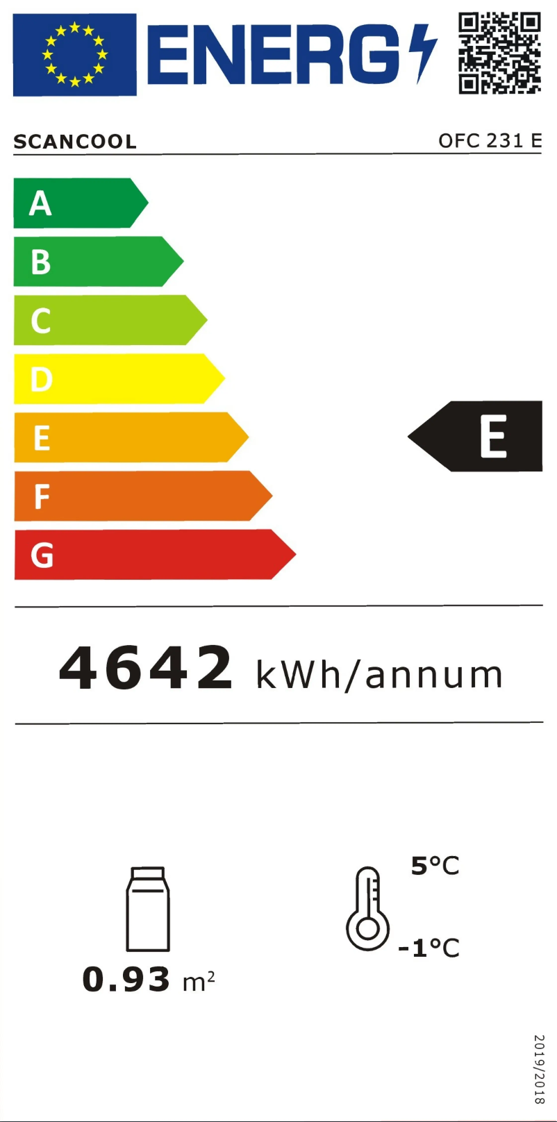 Page 1 of the manual Energy Label Scancool OFC 231 E