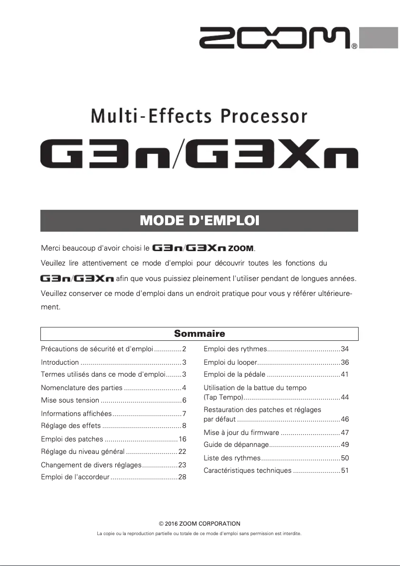 First page image of the manual for G3n