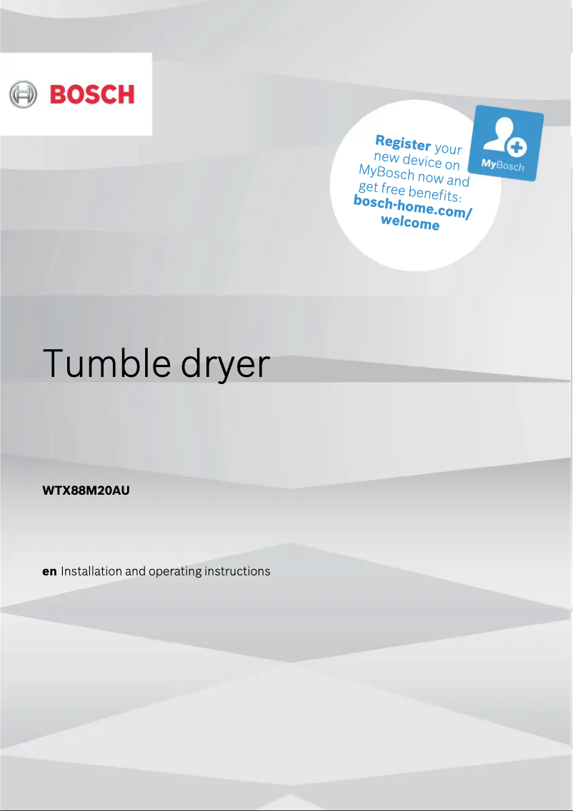 First page image of the manual for Serie 8 WTX88M20AU