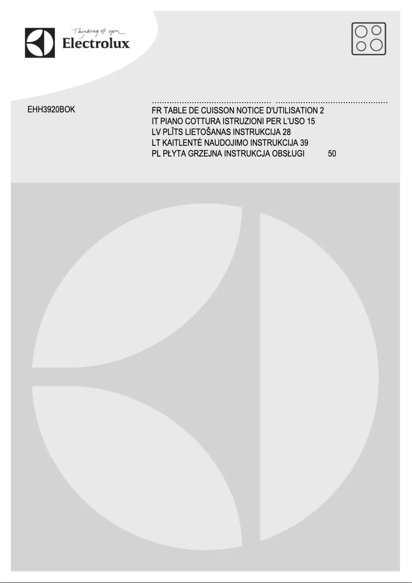 First page image of the manual for EHH3920BVK