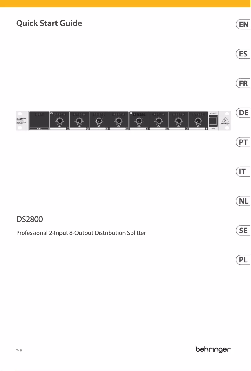 Page 1 of the manual Quick Start Guide Behringer Ultralink DS2800