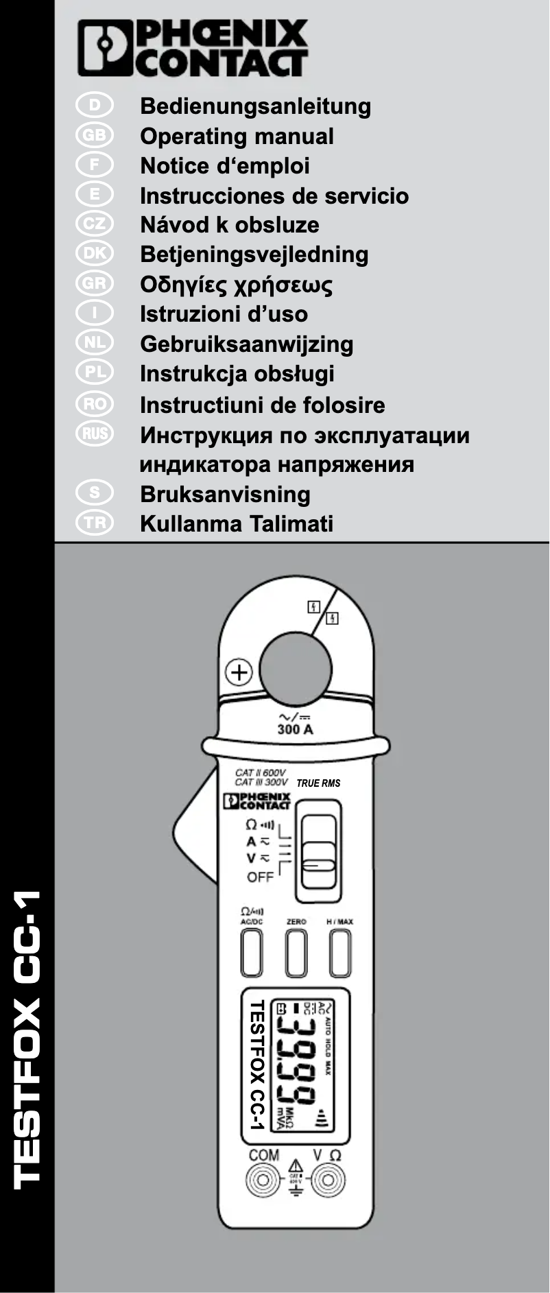 Image de la première page du manuel de l'appareil TESTFOX CC-1