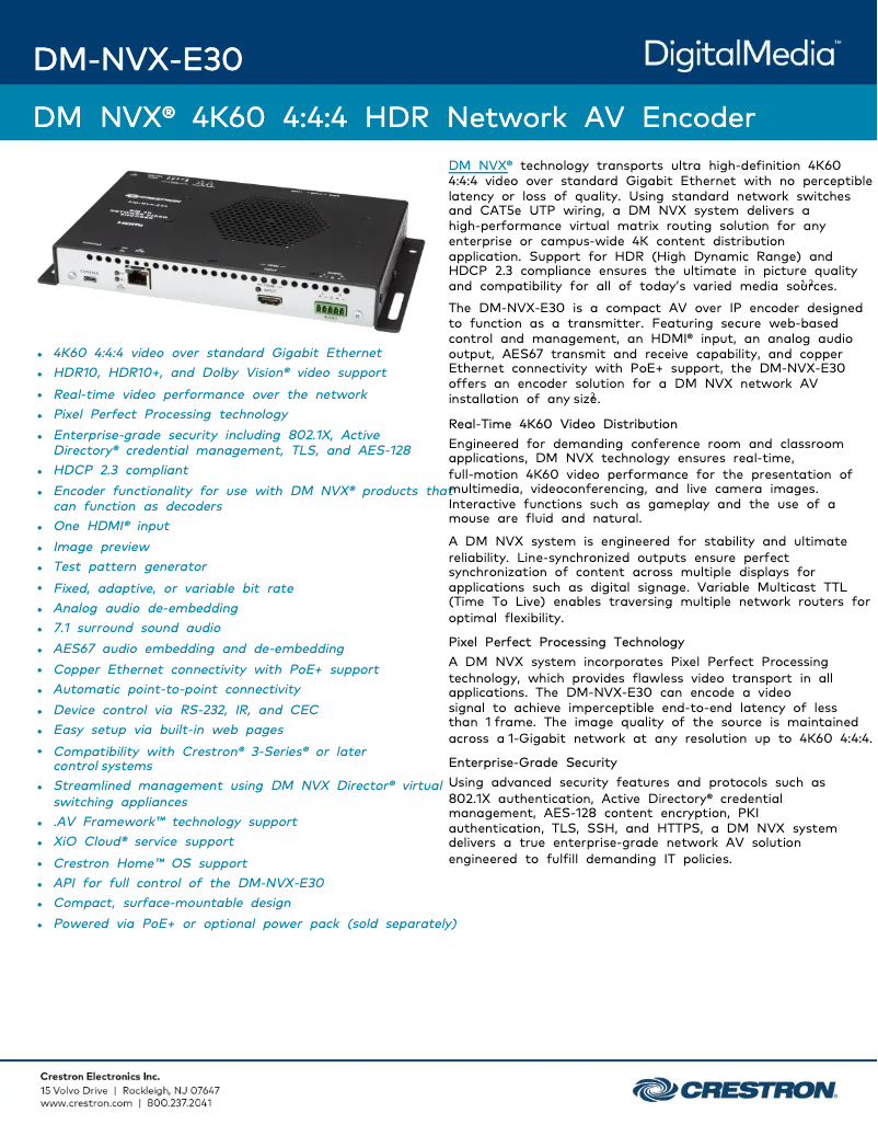 Image de la première page du manuel de l'appareil DM-NVX-E30