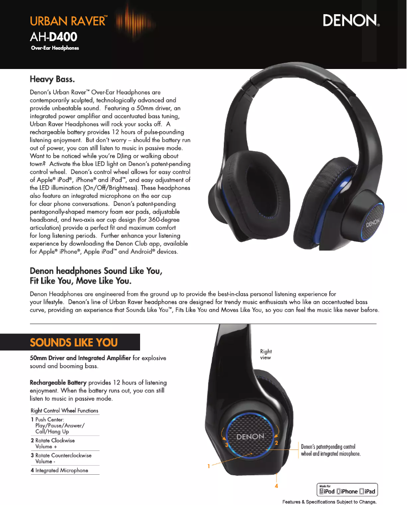 Page 1 of the manual User Manual Denon AH-D400