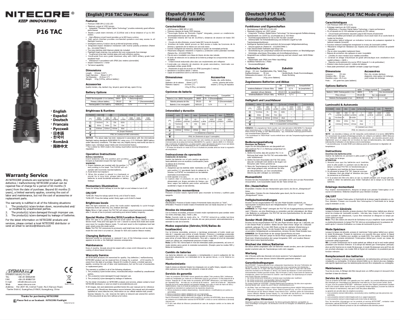 Page 1 of the manual User Manual Nitecore P16TAC