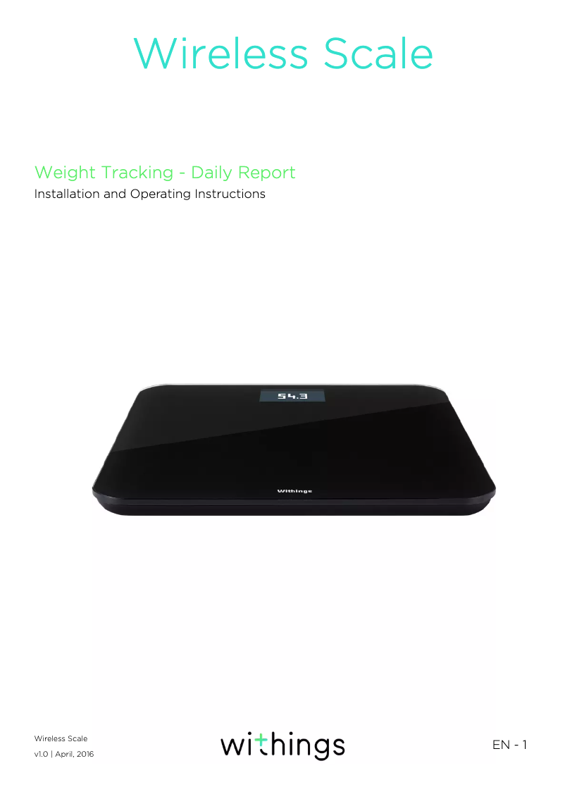Page 1 of the manual Installation Guide Withings Wireless Scale WS-30