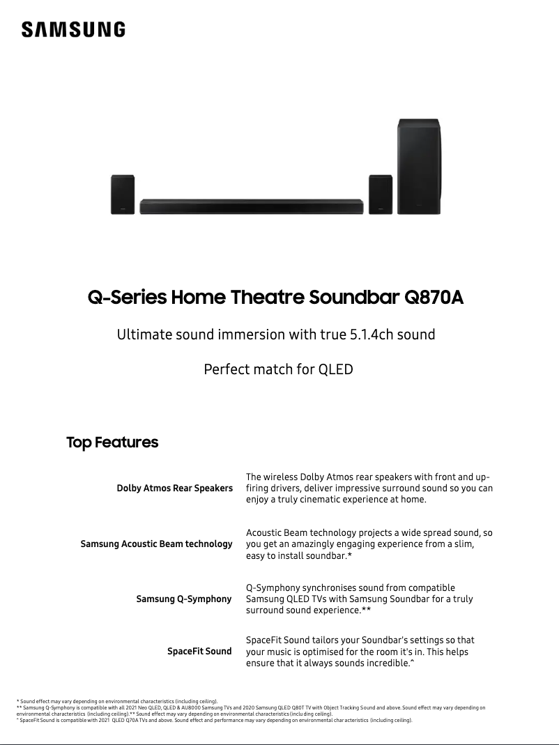 First page image of the manual for HW-Q870A