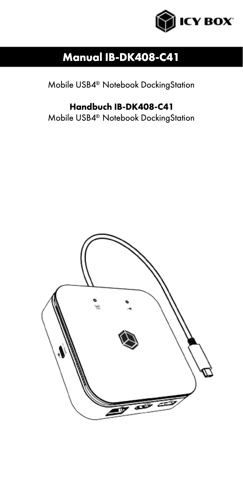 Page 1 of the manual User Manual Icy Box IB-DK408-C41