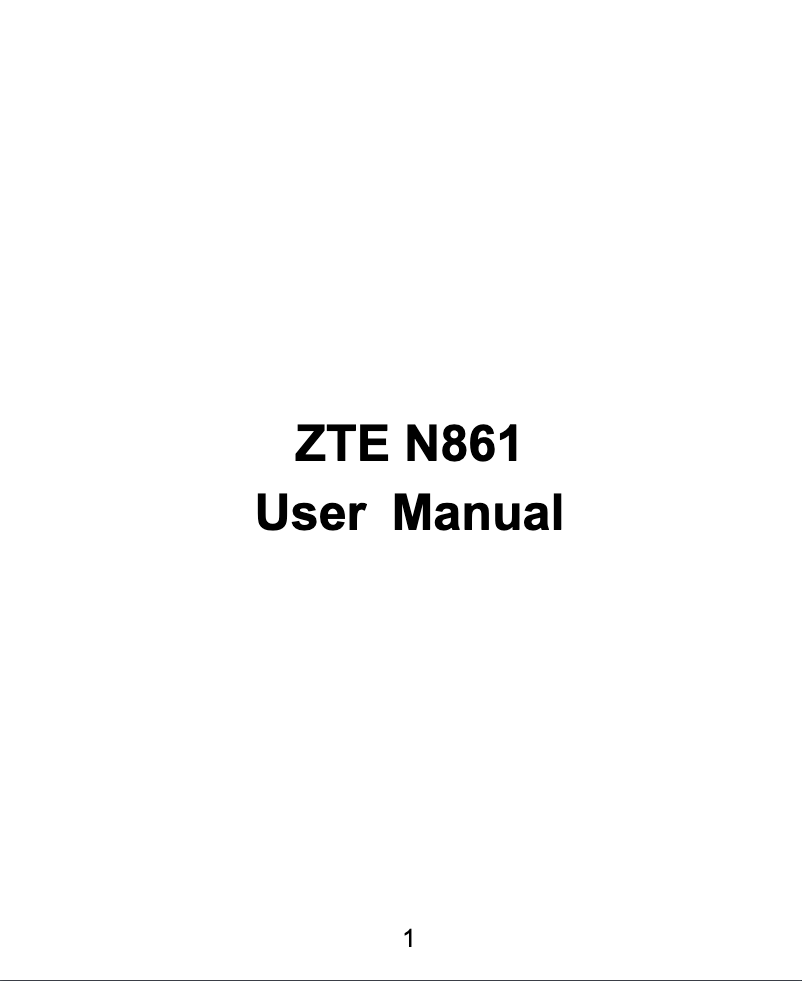 Page 1 of the manual User Manual ZTE N-861