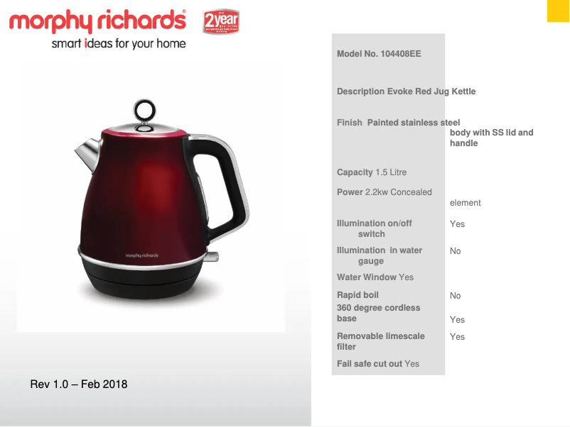 Image de la première page du manuel de l'appareil Evoke 104408