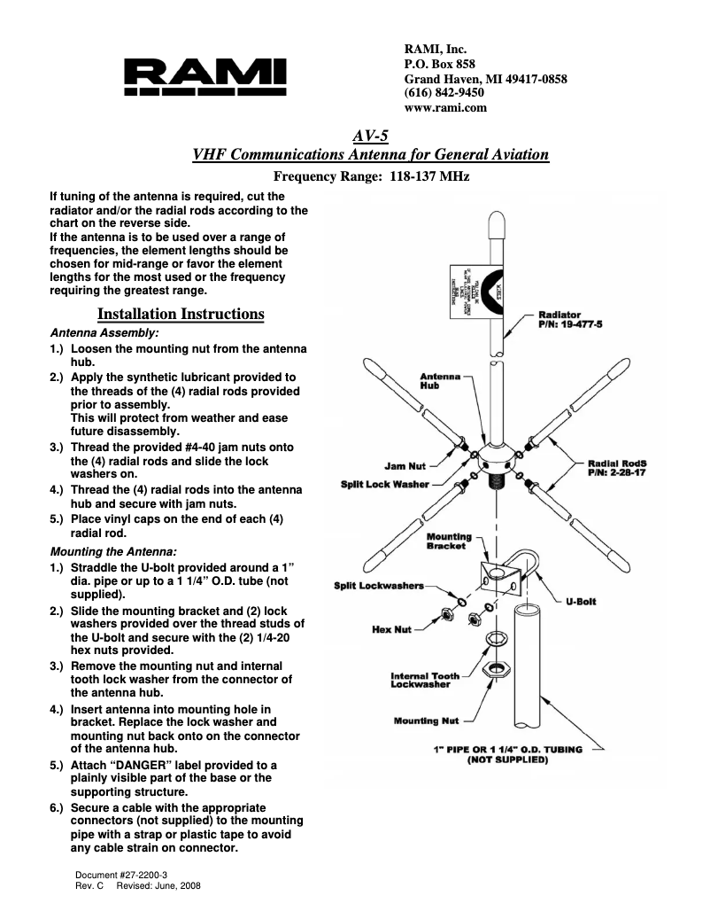 Page 1 of the manual User Manual RAMI AV-5