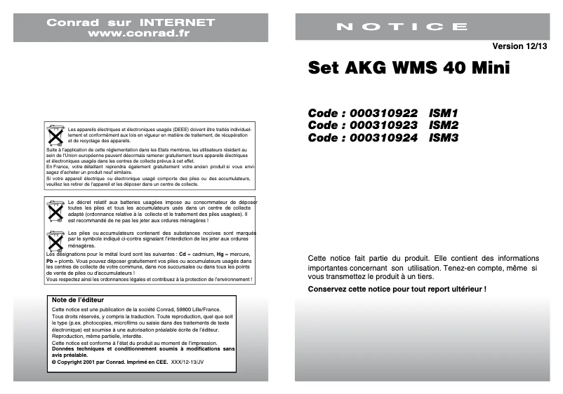 First page image of the manual for WMS 40 mini