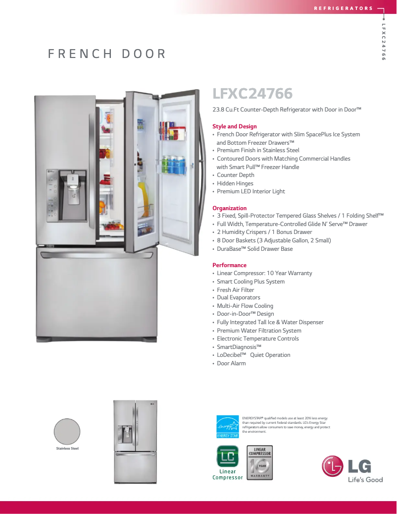 First page image of the manual for LFXC24766S