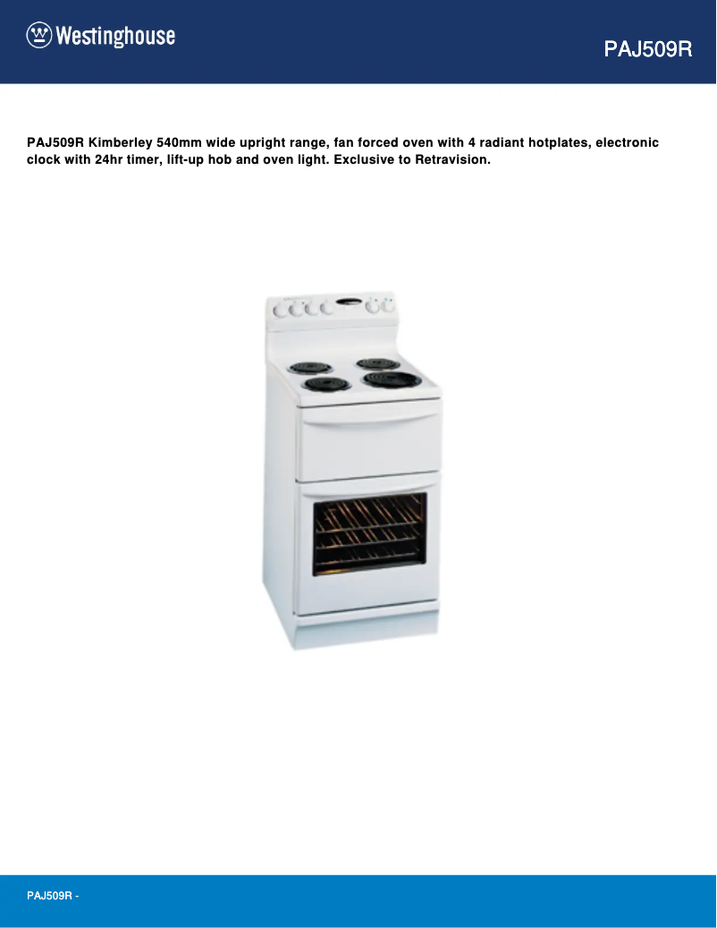 First page image of the manual for PAJ509R