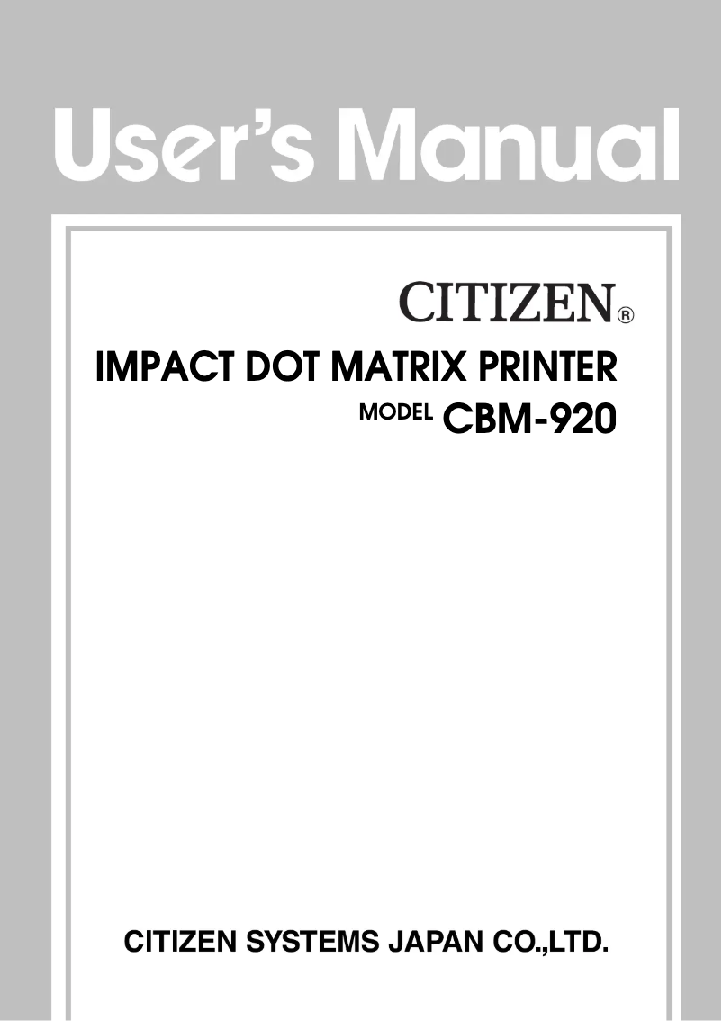 Page 1 of the manual User Manual Citizen CBM-920