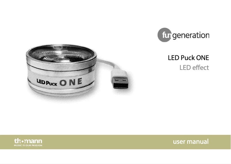 Page 1 of the manual User Manual Fun Generation LED Puck One