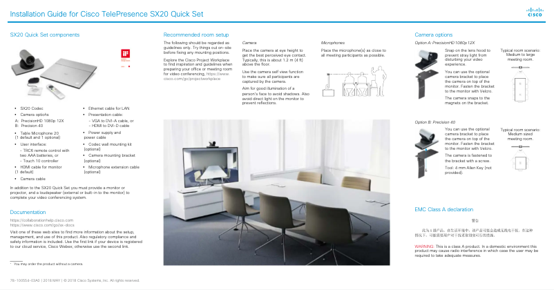 Page 1 of the manual User Manual Cisco TelePresence SX20