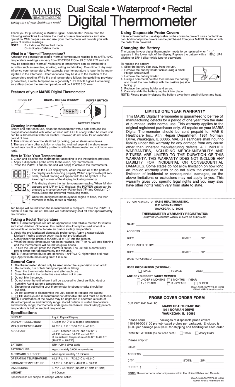 Page 1 of the manual User Manual Mabis Dual Scale