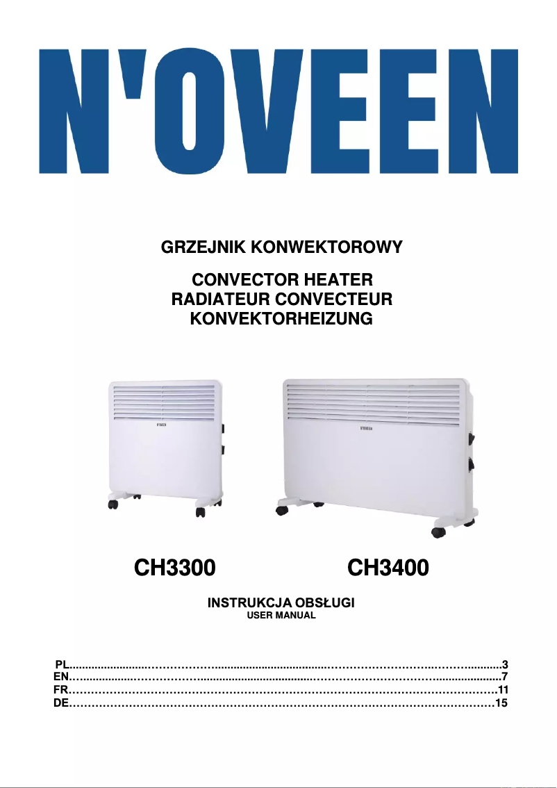 Page 1 of the manual User Manual N'oveen CH3300