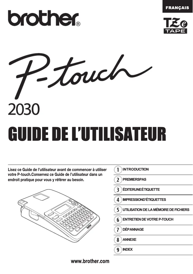 First page image of the manual for P-Touch 2030