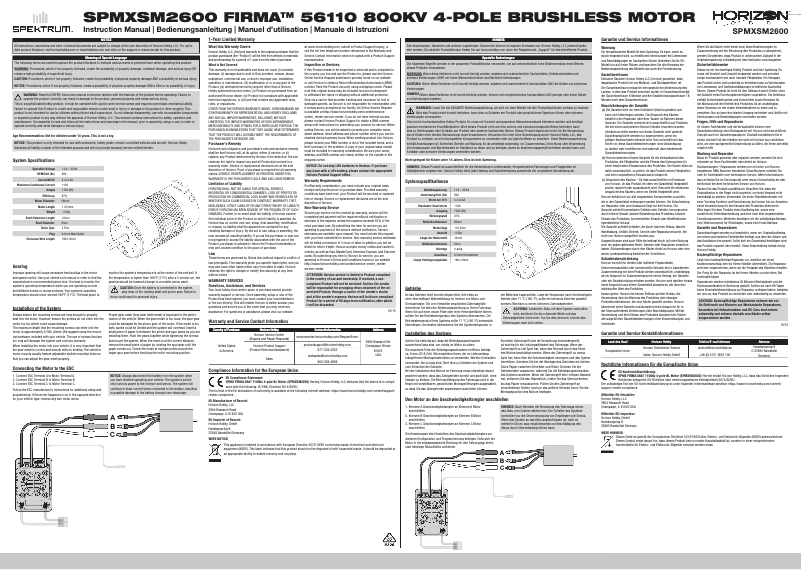 Page 1 of the manual User Manual Spektrum Firma 800Kv