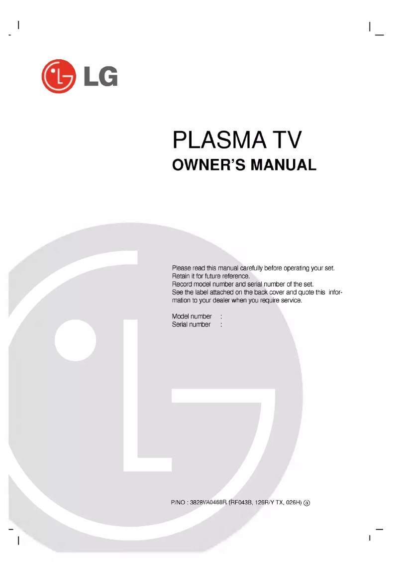 Page 1 of the manual User Manual LG RZ-42PX21