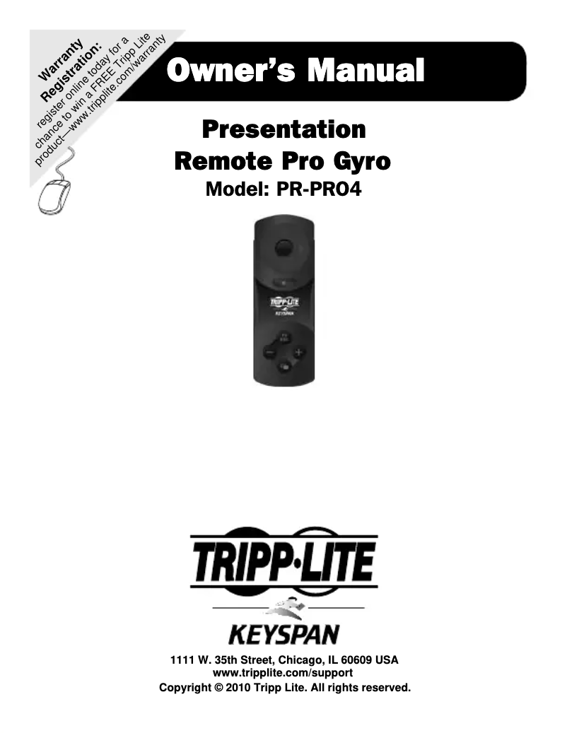 First page image of the manual for PR-PRO4