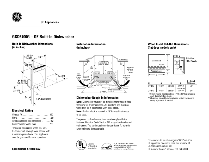 First page image of the manual for GSD5700GCC